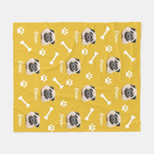 Franse buldog, geel gepersonaliseerd huisdier fleece deken (Voorkant (Horizontaal))
