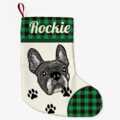 Franse buldog gepersonaliseerd kleine kerstsok (Voorkant)