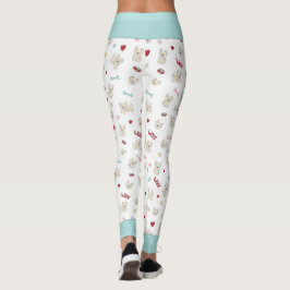 Franse buldog harten met een poot van een dwerghon leggings
