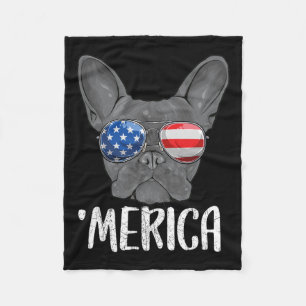 Franse buldog hond 4 juli Amerikaanse vlag 1 Fleece Deken
