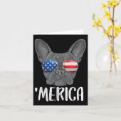 Franse buldog hond 4 juli Amerikaanse vlag 1 Kaart (Gele Bloem)