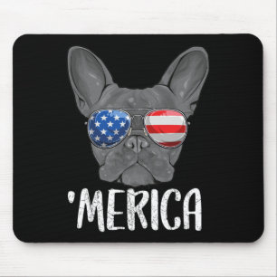 Franse buldog hond 4 juli Amerikaanse vlag 1 Muismat