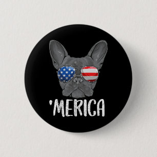 Franse buldog hond 4 juli Amerikaanse vlag 1 Ronde Button 5,7 Cm