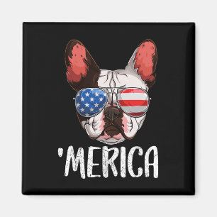 Franse buldog hond 4 juli Amerikaanse vlag 2 Magneet