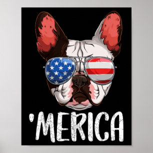 Franse buldog hond 4 juli Amerikaanse vlag 2 Poster