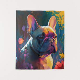 Franse buldog hond dier portret schilderij huisdie wandkleed