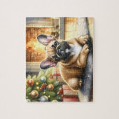 Franse buldog hond feestelijke puppy kerst legpuzzel (Verticaal)