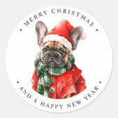 Franse buldog hond feestelijke Schattigee vrolijke Ronde Sticker (Voorkant)