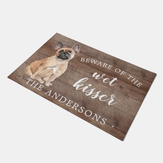 Franse buldog hond gepersonaliseerde deur mat (Schuin)