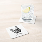 Franse buldog hond gepersonaliseerde hand tekening kartonnen onderzetters (Insitu)