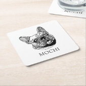 Franse buldog hond gepersonaliseerde hand tekening kartonnen onderzetters (Schuin)