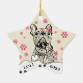 Franse buldog hond gepersonaliseerde hand tekening keramisch ornament (Voorkant)