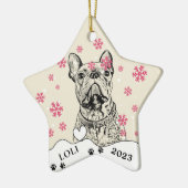 Franse buldog hond gepersonaliseerde hand tekening keramisch ornament (Links)