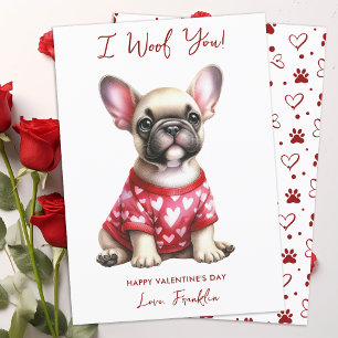 Franse buldog hond gepersonaliseerde Valentijnsdag Feestdagenkaart