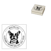 Franse buldog hond huisdier foto rond rubberstempel (Gestempeld)