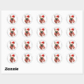 Franse buldog hond puppy kerst retour adres ronde sticker (Vel)