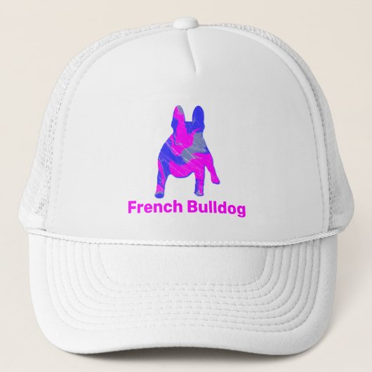 Franse buldog hond schattig roze silhouet op maat trucker pet (Voorkant)
