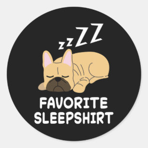 Franse buldog honden dutje slapen slaap pyjama nac ronde sticker