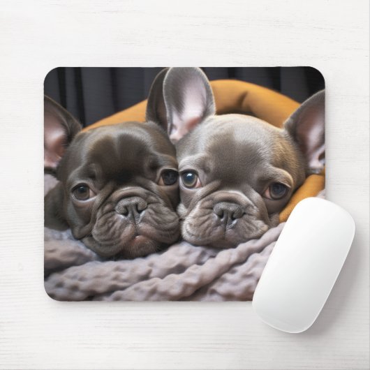 Franse buldog huisdier schoonheid warme knuffel vr muismat (Met muis)