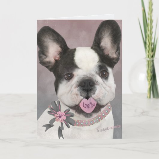 Franse Buldog I houdt van u Kaart (Voorkant)