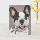 Franse Buldog I houdt van u Kaart (Gele Bloem)