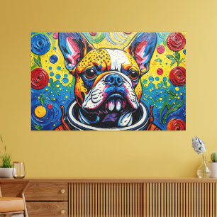 FRANSE BULDOG IN DE RUIMTE 15 CANVAS AFDRUK