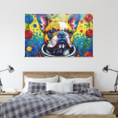 FRANSE BULDOG IN DE RUIMTE 15 CANVAS AFDRUK (Insitu (Slaapkamer))