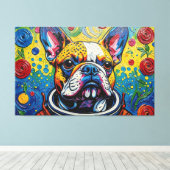 FRANSE BULDOG IN DE RUIMTE 15 CANVAS AFDRUK (Insitu (Houten vloer))