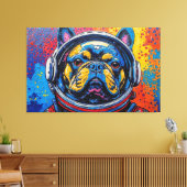 FRANSE BULDOG IN DE RUIMTE 4 CANVAS AFDRUK (Insitu (Woonkamer))