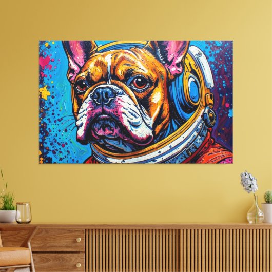 FRANSE BULDOG IN DE RUIMTE 6 CANVAS AFDRUK (Insitu (Woonkamer))
