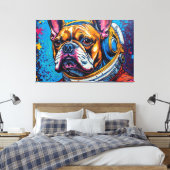 FRANSE BULDOG IN DE RUIMTE 6 CANVAS AFDRUK (Insitu (Slaapkamer))