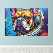 FRANSE BULDOG IN DE RUIMTE 6 CANVAS AFDRUK (Insitu (Houten vloer))