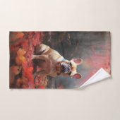 Franse buldog in herfst laat Herfst inspireren Bad Handdoek (Handdoek)