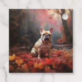Franse buldog in herfst laat Herfst inspireren Bedankjes Labels (Achterkant)