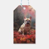 Franse buldog in herfst laat Herfst inspireren Cadeaulabel (Achterkant)