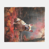 Franse buldog in herfst laat Herfst inspireren Fleece Deken (Voorkant (Horizontaal))