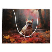 Franse buldog in herfst laat Herfst inspireren Groot Cadeauzakje (Achterkant)