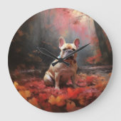 Franse buldog in herfst laat Herfst inspireren Grote Klok (Voorkant)