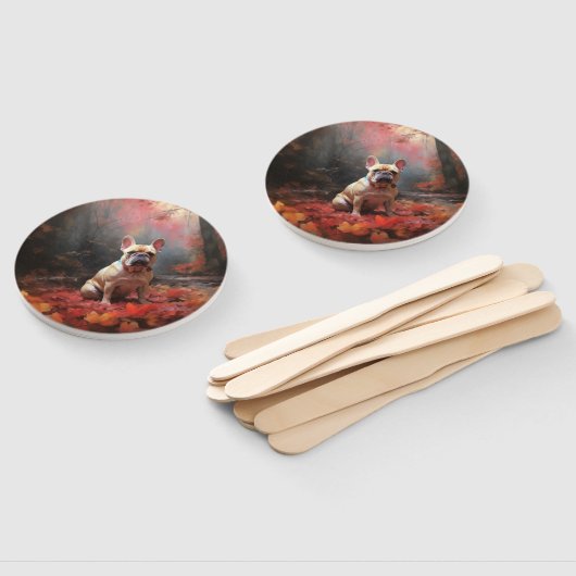 Franse buldog in herfst laat Herfst inspireren Handwaaier (Niet-gemonteerd)