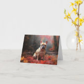 Franse buldog in herfst laat Herfst inspireren Kaart (Gele Bloem)