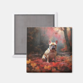 Franse buldog in herfst laat Herfst inspireren Magneet (Voorkant / Achterkant)
