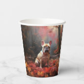 Franse buldog in herfst laat Herfst inspireren Papieren Bekers (Achterkant)