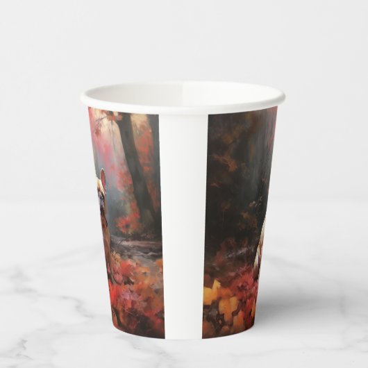 Franse buldog in herfst laat Herfst inspireren Papieren Bekers (Links)