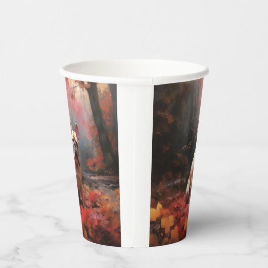 Franse buldog in herfst laat Herfst inspireren Papieren Bekers (Rechts)