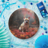 Franse buldog in herfst laat Herfst inspireren Papieren Bordje (Feest)