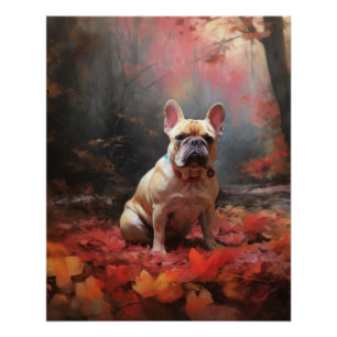 Franse buldog in herfst laat Herfst inspireren Perfect Poster