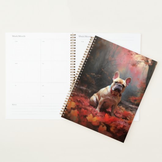 Franse buldog in herfst laat Herfst inspireren Planner (Display)