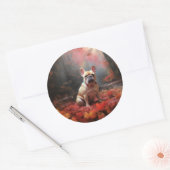 Franse buldog in herfst laat Herfst inspireren Ronde Sticker (Envelop)