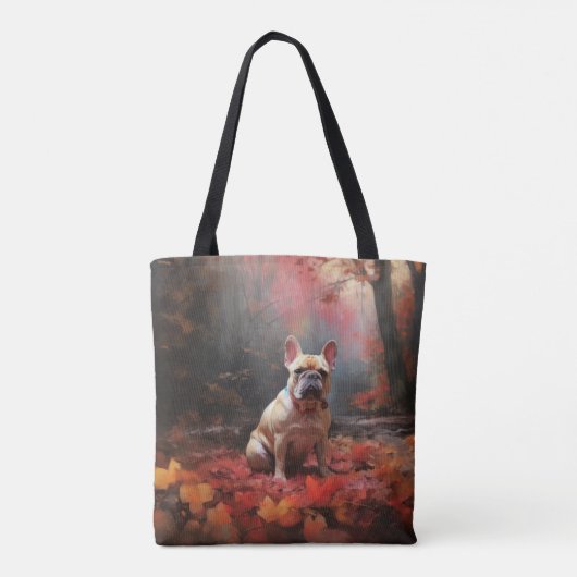 Franse buldog in herfst laat Herfst inspireren Tote Bag (Achterkant)