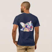 Franse buldog in kleuren t-shirt (Achterkant volledig)